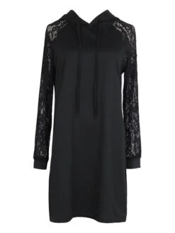 Women's Casual Dress Hoodie Dress Mini Dress Active Daily Outdoor Holiday Vacation Hoodie Solid Color Loose Fit Black S M L XL -Casual Print Dress Sales ivewgb1695106770466