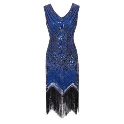 Women's Retro 1920s Fringe Dress Midi Dress Party Halloween Sequins Tassel Fringe Floral V Neck Sleeveless Regular Fit Spring Fall 2023 Black White S M L XL -Casual Print Dress Sales ivpinp1692610419165