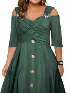 Women‘s Plus Size Curve Party Dress Swing Dress A Line Dress Solid Color Long Dress Maxi Dress Half Sleeve Button Twist Strap Fashion Party Green Summer Spring L XL XXL 3XL 4XL 5 Women‘s Plus Size Curve Party Dress Swing Dress A Line Dress Solid Color Long Dress Maxi Dress Half Sleeve Button Twist Strap Fashion Party Green Summer Spring L XL XXL 3XL 4XL -Casual Print Dress Sales ivsgst1681729953955