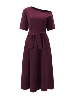 Women's Casual Dress Swing Dress Summer Dress Long Dress Maxi Dress Lace Up Pocket Street Daily Going Out Fashion Elegant Crew Neck Half Sleeve 2023 Regular Fit Black Wine Green Color S M L XL XXL -Casual Print Dress Sales iwzqaq1688468714310