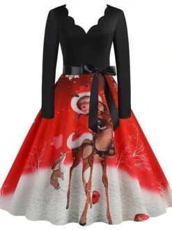 Women's Christmas Casual Dress Swing Dress Midi Dress Green Wine Light Red Fuchsia Red Long Sleeve Santa Claus Elk Bow Print Winter Fall V Neck Vacation Vintage 2022 S M L XL XXL 3XL 20 Women's Christmas Casual Dress Swing Dress Midi Dress Green Wine Light Red Fuchsia Red Long Sleeve Santa Claus Elk Bow Print Winter Fall V Neck Vacation Vintage 2022 S M L XL XXL 3XL -Casual Print Dress Sales iycysy1666761908506