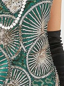 Women's Retro 1920s Fringe Dress Midi Dress Party Halloween Sequins Tassel Fringe Geometric V Neck Sleeveless Regular Fit Spring Fall 2023 Black Red XS S M L -Casual Print Dress Sales iytmvi1692947264144