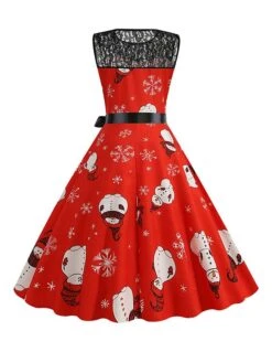 Women‘s Christmas Retro 1950s Vintage Dress Midi Dress Party Patchwork Bow Santa Claus Crew Neck Sleeveless Regular Fit Fall Winter 2023 Black Wine S M L XL 14 Women‘s Christmas Retro 1950s Vintage Dress Midi Dress Party Patchwork Bow Santa Claus Crew Neck Sleeveless Regular Fit Fall Winter 2023 Black Wine S M L XL -Casual Print Dress Sales izavft1694501409970