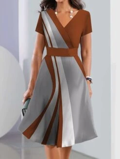 Women's Casual Dress A Line Dress Summer Dress Floral Geometric Print V Neck Ruffle Sleeve Midi Dress Fashion Streetwear Outdoor Daily Short Sleeve Regular Fit Black Blue Purple Summer Spring S M L -Casual Print Dress Sales jayloy1688638573693