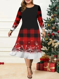 Women's Christmas Plus Size Curve Casual Dress Skater Dress A Line Dress Plaid Snowman Midi Dress Long Sleeve Print Crew Neck Fashion Outdoor Black White Fall Winter L XL XXL 3XL 4XL 6 Women's Christmas Plus Size Curve Casual Dress Skater Dress A Line Dress Plaid Snowman Midi Dress Long Sleeve Print Crew Neck Fashion Outdoor Black White Fall Winter L XL XXL 3XL 4XL -Casual Print Dress Sales jckpmf1695191648587