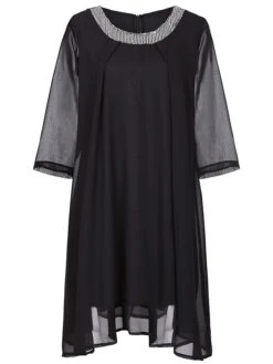 Women‘s Plus Size Curve Work Dress Chiffon Dress Swing Dress Fashion Midi Dress Layered Fake Two Piece Crew Neck 3/4 Length Sleeve Plain Regular Fit Black Red Navy Blue Summer Spring 14 Women‘s Plus Size Curve Work Dress Chiffon Dress Swing Dress Fashion Midi Dress Layered Fake Two Piece Crew Neck 3/4 Length Sleeve Plain Regular Fit Black Red Navy Blue Summer Spring -Casual Print Dress Sales jcozcl1691042503429