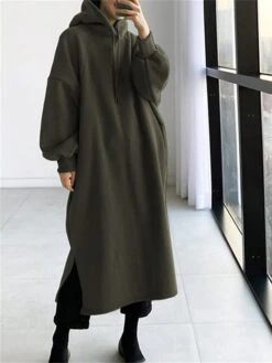 Women's Casual Dress Hoodie Dress Long Dress Maxi Dress Active Daily Outdoor Holiday Vacation Hoodie Solid Color Loose Fit ArmyGreen Black Green S M L XL XXL 10 Women's Casual Dress Hoodie Dress Long Dress Maxi Dress Active Daily Outdoor Holiday Vacation Hoodie Solid Color Loose Fit ArmyGreen Black Green S M L XL XXL -Casual Print Dress Sales jcwoxr1695027792693
