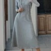Women's Casual Dress Hoodie Dress Midi Dress Fashion Daily Outdoor Vacation Going Out Hoodie Zipper Solid Color Regular Fit Black Gray S M L XL