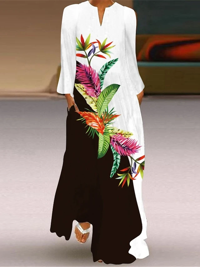 Women's Shift Dress Swing Dress Long Dress Maxi Dress Green Blue Grey White Black Long Sleeve Feather Butterfly Pocket Print Summer Spring V Neck Stylish Casual Dress 2023 S M L XL XXL XXXL 4XL 5XL 8 Women's Shift Dress Swing Dress Long Dress Maxi Dress Green Blue Grey White Black Long Sleeve Feather Butterfly Pocket Print Summer Spring V Neck Stylish Casual Dress 2023 S M L XL XXL XXXL 4XL 5XL - Image 8