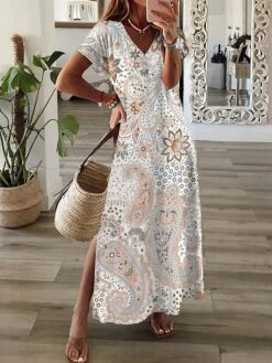 Women's Long Dress Maxi Dress Casual Dress Swing Dress Boho Dress Floral Tribal Modern Casual Daily Holiday Vacation Print Short Sleeve V Neck Dress Regular Fit Pink Red Orange Summer Spring S M L XL 13 Women's Long Dress Maxi Dress Casual Dress Swing Dress Boho Dress Floral Tribal Modern Casual Daily Holiday Vacation Print Short Sleeve V Neck Dress Regular Fit Pink Red Orange Summer Spring S M L XL -Casual Print Dress Sales jibvng1683278462003