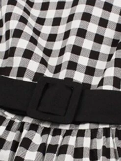 Women's Plus Size Retro 1950s Vintage Dress Midi Dress Daily Holiday With Belt Print Plaid Crew Neck Short Sleeve Regular Fit Spring Fall 2023 Black XL XXL 3XL 4XL -Casual Print Dress Sales jinaro1693533785358