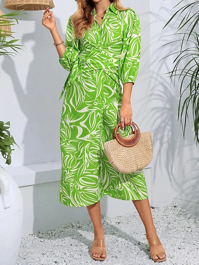 Women's Shirt Dress Casual Dress Wrap Dress Midi Dress Outdoor Daily Date Polyester Fashion Casual Split Neck Lace Up Split Long Sleeve Fall Winter 2023 Regular Fit Orange Green Floral S M L XL 7 Women's Shirt Dress Casual Dress Wrap Dress Midi Dress Outdoor Daily Date Polyester Fashion Casual Split Neck Lace Up Split Long Sleeve Fall Winter 2023 Regular Fit Orange Green Floral S M L XL - Image 7