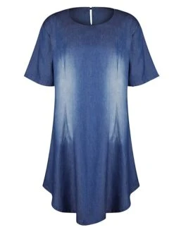 Women‘s Plus Size Curve Denim Dress Casual Dress Shift Dress Gradient Midi Dress Short Sleeve Crew Neck Fashion Daily Black Blue Summer Spring L XL XXL 3XL -Casual Print Dress Sales jjakmr1677490635899