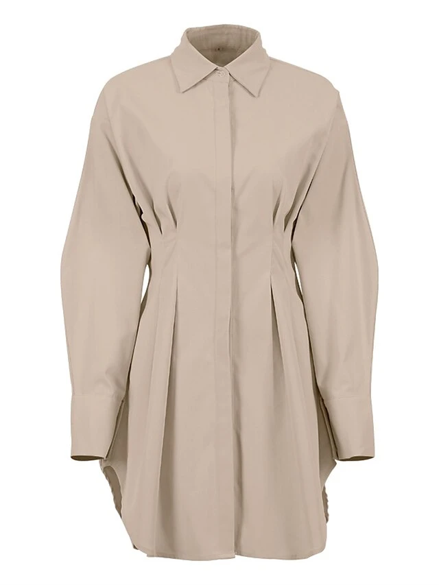 Women's Shirt Dress Casual Dress Mini Dress Outdoor Daily Date Polyester Fashion Basic Shirt Collar Button Long Sleeve Fall Winter 2023 Regular Fit Black White Brown Pure Color S M L 16 Women's Shirt Dress Casual Dress Mini Dress Outdoor Daily Date Polyester Fashion Basic Shirt Collar Button Long Sleeve Fall Winter 2023 Regular Fit Black White Brown Pure Color S M L - Image 16