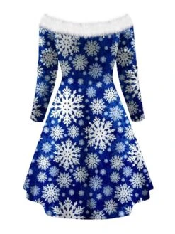 Women's Christmas Swing Dress Vintage Dress Mini Dress Green Blue Royal Blue Red White Black Long Sleeve Santa Claus Snowman Snowflake Feather Print Winter Fall Off Shoulder Stylish Elegant 14 Women's Christmas Swing Dress Vintage Dress Mini Dress Green Blue Royal Blue Red White Black Long Sleeve Santa Claus Snowman Snowflake Feather Print Winter Fall Off Shoulder Stylish Elegant -Casual Print Dress Sales jjspss1666597370704