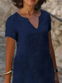 Women's Casual Dress Shift Dress Midi Dress Blue Short Sleeve Floral Print Summer Spring V Neck Vacation 2023 S M L XL XXL 3XL -Casual Print Dress Sales jkgdtj1656993129744