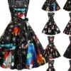Women‘s Christmas Retro 1950s Vintage Dress Midi Dress Party Patchwork Bow Santa Claus Crew Neck Sleeveless Regular Fit Fall Winter 2023 Black White S M L XL