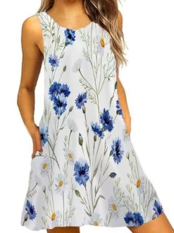 Women's Casual Dress Tank Dress Summer Dress Graphic Floral Print Crew Neck Mini Dress Fashion Classic Daily Holiday Sleeveless Loose Fit Colourful White Red Summer Spring S M L XL XXL -Casual Print Dress Sales jpkyjk1685693643559