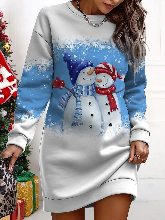 Women's Christmas Casual Dress Sweatshirt Dress Mini Dress Warm Fashion OutdoorVacation Crew Neck Print SnowmanTree Loose Fit Red Royal Blue Blue S M L XL XXL 1 Women's Christmas Casual Dress Sweatshirt Dress Mini Dress Warm Fashion OutdoorVacation Crew Neck Print SnowmanTree Loose Fit Red Royal Blue Blue S M L XL XXL