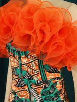 Women's Plus Size Curve Party Dress Bodycon Sheath Dress Floral Geometric Midi Dress Sleeveless Mesh Backless Strapless Fashion Party Orange Fall Winter XL XXL 3XL 4XL -Casual Print Dress Sales jrgpgp1694425971506