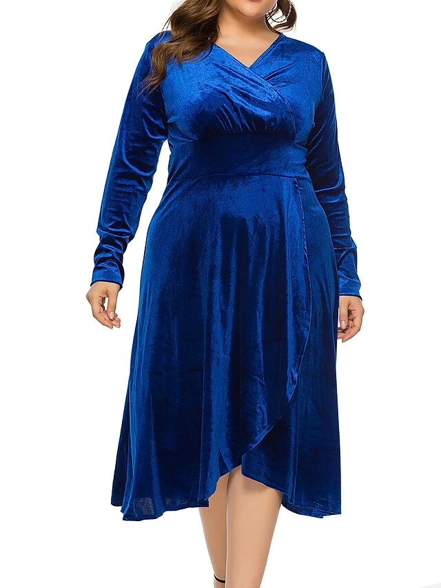 Women's Plus Size Curve Party Dress Velvet Dress Sheath Dress Solid Color Midi Dress Long Sleeve Ruched Patchwork V Neck Fashion Wedding Deep Green Black Spring Fall XL XXL 3XL 4XL 5XL 2 Women's Plus Size Curve Party Dress Velvet Dress Sheath Dress Solid Color Midi Dress Long Sleeve Ruched Patchwork V Neck Fashion Wedding Deep Green Black Spring Fall XL XXL 3XL 4XL 5XL - Image 2