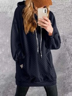 Women's Casual Dress Hoodie Dress Black Dress Mini Dress Pocket Outdoor Street Daily Active Fashion Hooded Long Sleeve 2023 Loose Fit Black Red Blue Color S M L XL XXL Size -Casual Print Dress Sales jrveci1692862181210