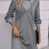 Women's Casual Dress Hoodie Dress Mini Dress Daily Basic Outdoor Vacation Going Out Hoodie Zipper Pure Color Pure Color Loose Fit Gray S M L XL XXL