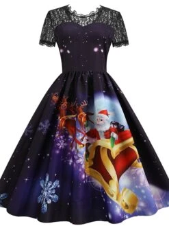 Women's Christmas Casual Dress Swing Dress Midi Dress Blue Purple Royal Blue Short Sleeve Santa Claus Lace Print Winter Fall Crew Neck Vacation Vintage 2022 S M L XL XXL 3XL 5 Women's Christmas Casual Dress Swing Dress Midi Dress Blue Purple Royal Blue Short Sleeve Santa Claus Lace Print Winter Fall Crew Neck Vacation Vintage 2022 S M L XL XXL 3XL -Casual Print Dress Sales juykmy1666927631027