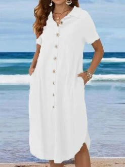 Women's Shirt Dress Casual Dress Linen Dress Midi Dress Black White Wine Short Sleeve Pure Color Button Summer Spring Shirt Collar Basic Loose Fit 2023 S M L XL 2XL 3XL 5 Women's Shirt Dress Casual Dress Linen Dress Midi Dress Black White Wine Short Sleeve Pure Color Button Summer Spring Shirt Collar Basic Loose Fit 2023 S M L XL 2XL 3XL -Casual Print Dress Sales jxfhzt1672133407334