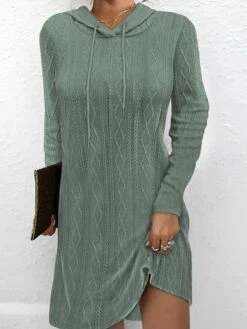 Women's Casual Dress Hoodie Dress Mini Dress Active Daily Outdoor Holiday Vacation V Neck Knit Solid Color Loose Fit Black Pink Brown S M L XL XXL -Casual Print Dress Sales jxwgaq1694503112773