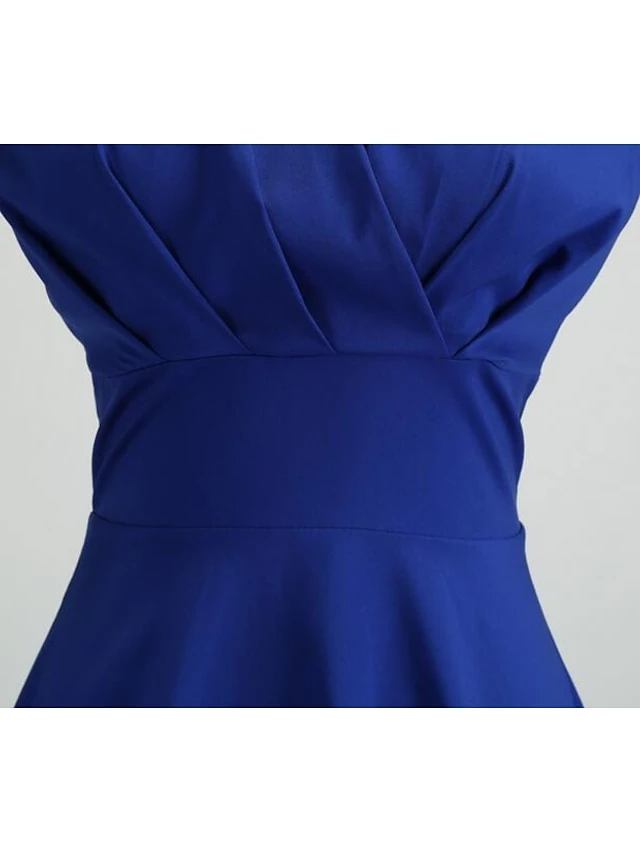 Women's Swing Dress Vintage Tea Dresses Midi Dress Black Yellow Pink Short Sleeve Pure Color Ruched Spring Summer Crew Neck Vintage Daily Weekend Slim S M L XL XXL 11 Women's Swing Dress Vintage Tea Dresses Midi Dress Black Yellow Pink Short Sleeve Pure Color Ruched Spring Summer Crew Neck Vintage Daily Weekend Slim S M L XL XXL - Image 11