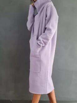 Women's Sweatshirt Dress Casual Dress Midi Dress Fashion Daily Outdoor Vacation Going Out Turtleneck Pocket Solid Color Regular Fit Black Yellow Purple S M L XL XXL -Casual Print Dress Sales jzvtcs1697541676376