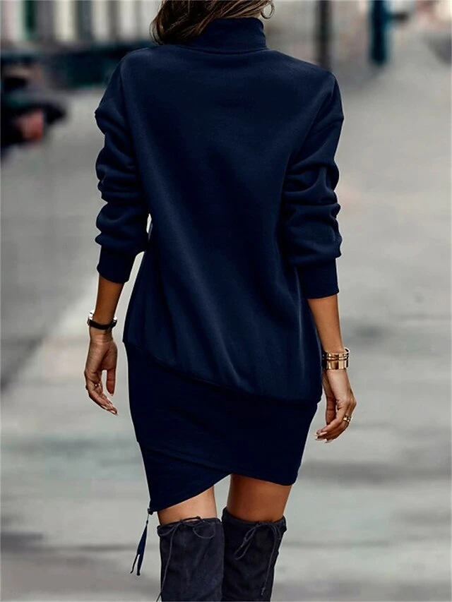 Women's Casual Dress Sweatshirt Dress Winter Dress Mini Dress Asymmetrical Outdoor Street Daily Fashion Streetwear Stand Collar Long Sleeve 2023 Loose Fit Black Wine Army Green Color S M L XL XXL Size 10 Women's Casual Dress Sweatshirt Dress Winter Dress Mini Dress Asymmetrical Outdoor Street Daily Fashion Streetwear Stand Collar Long Sleeve 2023 Loose Fit Black Wine Army Green Color S M L XL XXL Size - Image 10
