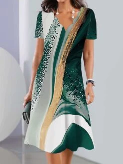 Women's Casual Dress Summer Dress Print Dress Ombre Marble Print Print Scalloped Neck Mini Dress Active Fashion Outdoor Daily Short Sleeve Regular Fit Light Green Pink Royal Blue Summer Spring S M L