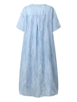 Women‘s Casual Dress Shirt Dress Shift Dress Plain Dress Plain Pocket V Neck Midi Dress Fashion Basic Outdoor Daily Half Sleeve Loose Fit Blue Dark Green Summer Spring S M L XL 2XL -Casual Print Dress Sales kdafuc1684139695053