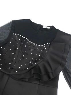 Women‘s Plus Size Curve Party Dress Cocktail Dress Wedding Guest Dress Midi Dress Black Long Sleeve Pure Color Ruffle Spring Fall Winter Crew Neck Fashion Wedding Guest Vacation Summer Dress 2023 -Casual Print Dress Sales kdnegu1691402302182