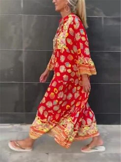 Women's Long Dress Maxi Dress Casual Dress Summer Dress Boho Dress Floral Fashion Bohemian Outdoor Daily Holiday Print Long Sleeve V Neck Dress Loose Fit Red Summer Spring S M L XL XXL 9 Women's Long Dress Maxi Dress Casual Dress Summer Dress Boho Dress Floral Fashion Bohemian Outdoor Daily Holiday Print Long Sleeve V Neck Dress Loose Fit Red Summer Spring S M L XL XXL -Casual Print Dress Sales kekgta1685601150606