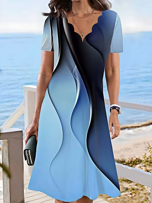 Women's Casual Dress Summer Dress Print Dress Ombre Marble Print Print Scalloped Neck Mini Dress Active Fashion Outdoor Daily Short Sleeve Regular Fit Light Green Pink Royal Blue Summer Spring S M L 4 Women's Casual Dress Summer Dress Print Dress Ombre Marble Print Print Scalloped Neck Mini Dress Active Fashion Outdoor Daily Short Sleeve Regular Fit Light Green Pink Royal Blue Summer Spring S M L - Image 4