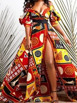 Women‘s Plus Size Curve Easter Dress Polka Dot Off Shoulder Party Dress Half Sleeve Spring Fall Prom Dress Maxi Dress Party Dress