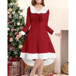 Women's Christmas Hoodie Dress Vintage Dress Midi Dress Green Black Wine Red Gray Long Sleeve Pure Color Patchwork Winter Fall Hooded Vacation Vintage 2022 S M L XL XXL 3XL