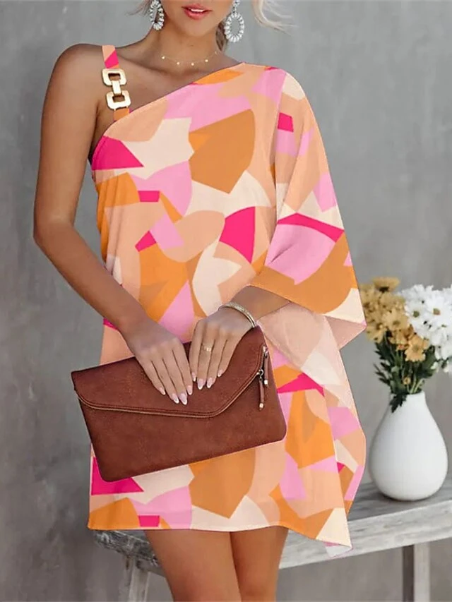 Women's Shift Dress Mini Dress Black Orange Green Long Sleeve Floral Cold Shoulder Summer Spring One Shoulder Fashion Winter Dress Fall Dress Loose Fit 2023 S M L XL XXL 1 Women's Shift Dress Mini Dress Black Orange Green Long Sleeve Floral Cold Shoulder Summer Spring One Shoulder Fashion Winter Dress Fall Dress Loose Fit 2023 S M L XL XXL