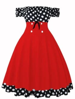 Women‘s Christmas Swing Dress Vintage Dress Midi Dress Black Red Short Sleeve Polka Dot Ruched Fall Spring Summer Off Shoulder Vintage Style Vacation Weekend 2022 S M L XL XXL 11 Women‘s Christmas Swing Dress Vintage Dress Midi Dress Black Red Short Sleeve Polka Dot Ruched Fall Spring Summer Off Shoulder Vintage Style Vacation Weekend 2022 S M L XL XXL -Casual Print Dress Sales klbjcv1629956807785