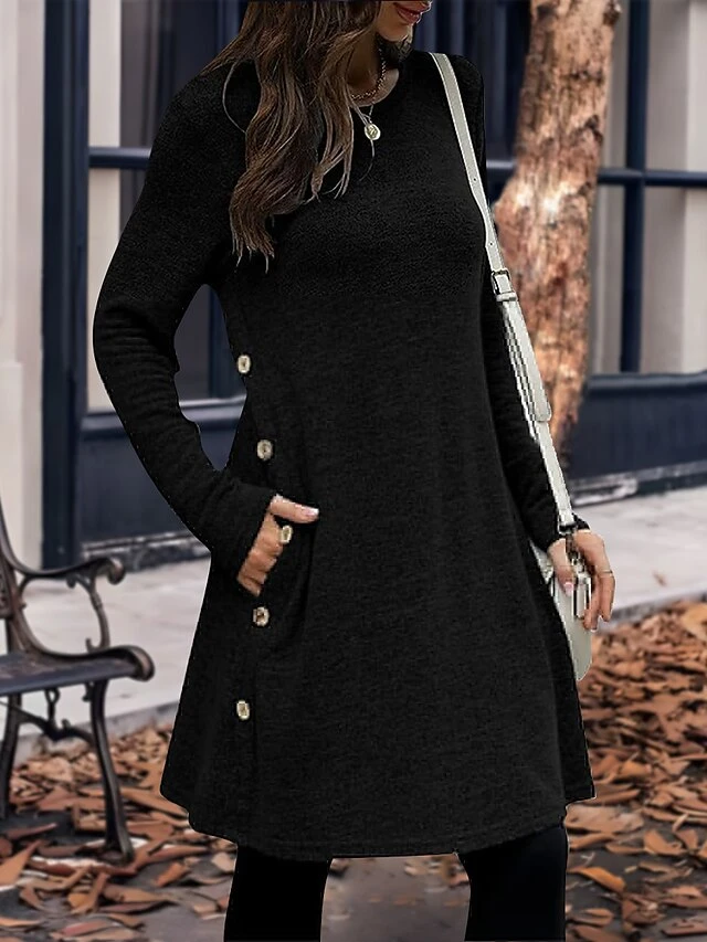 Women's Casual Dress Sweatshirt Dress Winter Dress Mini Dress Button Outdoor Daily Going Out Active Fashion Crew Neck Long Sleeve 2023 Loose Fit Black Pink Gray Color S M L XL XXL Size 1 Women's Casual Dress Sweatshirt Dress Winter Dress Mini Dress Button Outdoor Daily Going Out Active Fashion Crew Neck Long Sleeve 2023 Loose Fit Black Pink Gray Color S M L XL XXL Size