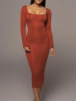 Women's Casual Dress Winter Dress Bodycon Midi Dress Ruched Street Daily Holiday Fashion Streetwear Square Neck Long Sleeve 2023 Regular Fit Black Pink Red Color S M L Size 32 Women's Casual Dress Winter Dress Bodycon Midi Dress Ruched Street Daily Holiday Fashion Streetwear Square Neck Long Sleeve 2023 Regular Fit Black Pink Red Color S M L Size -Casual Print Dress Sales kmrmax1692938940460