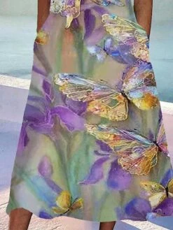 Women's Casual Dress A Line Dress Summer Dress Floral Butterfly Ruched Pocket V Neck Midi Dress Fashion Modern Outdoor Daily Half Sleeve Loose Fit Purple Summer Spring S M L XL XXL 7 Women's Casual Dress A Line Dress Summer Dress Floral Butterfly Ruched Pocket V Neck Midi Dress Fashion Modern Outdoor Daily Half Sleeve Loose Fit Purple Summer Spring S M L XL XXL -Casual Print Dress Sales kmwjhn1682566512696