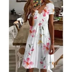 Women's Casual Dress Shift Dress Floral Dress Mini Dress Black And White Black White Short Sleeve Floral Print Summer Spring Scalloped Neck Fashion Vacation 2023 S M L XL XXL 3XL 27 Women's Casual Dress Shift Dress Floral Dress Mini Dress Black And White Black White Short Sleeve Floral Print Summer Spring Scalloped Neck Fashion Vacation 2023 S M L XL XXL 3XL -Casual Print Dress Sales knircx1690784527303