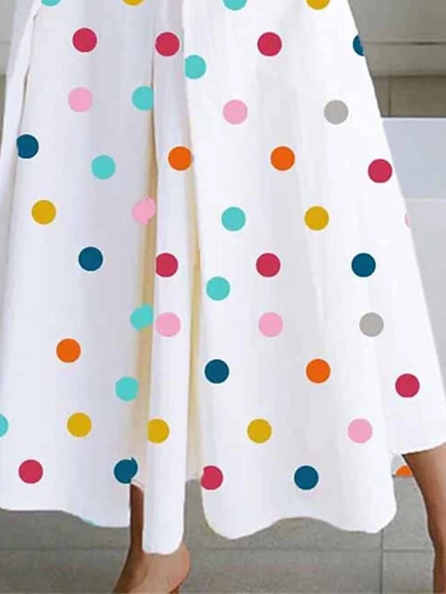 Women's Shirt Dress Casual Dress Work Dress Maxi Long Dress Outdoor Office Daily Polyester Fashion Modern Shirt Collar Button Pocket Sleeveless Summer Spring 2023 Loose Fit White Polka Dot S M L XL 3 Women's Shirt Dress Casual Dress Work Dress Maxi Long Dress Outdoor Office Daily Polyester Fashion Modern Shirt Collar Button Pocket Sleeveless Summer Spring 2023 Loose Fit White Polka Dot S M L XL - Image 3