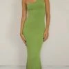 Women's Bodycon Semi Formal Dress Plain Dress Long Dress Maxi Dress Backless Party Holiday Date Fashion Sexy One Shoulder Sleeveless 2023 Regular Fit Black Green Color S M L Size