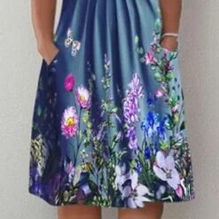 Women‘s Plus Size Curve Easter Dress Floral Crew Neck Vacation Dress Short Sleeve Fall Spring Dress Casual Knee Length Dress Casual Daily Dress -Casual Print Dress Sales kprzab1651651561966