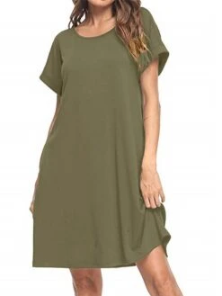 Women's T Shirt Dress Tee Dress Midi Dress Black Yellow Pink Short Sleeve Pure Color Spring Summer Crew Neck Casual 2023 S M L XL XXL